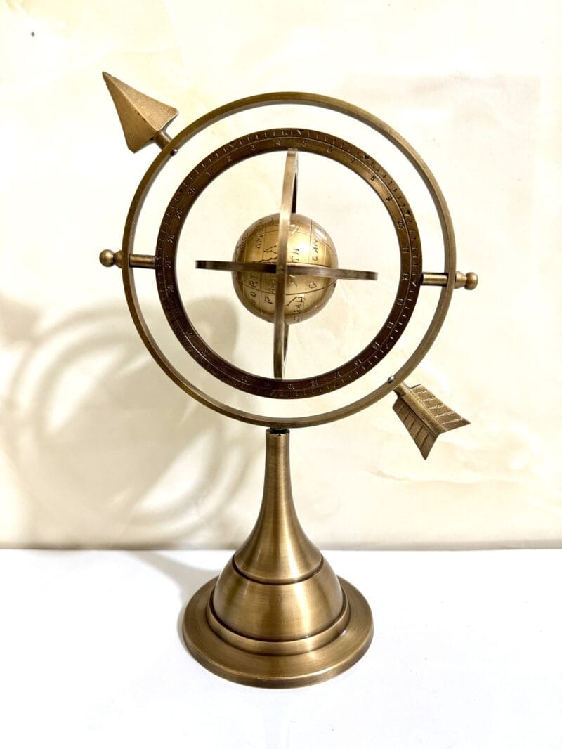 10" Nautical Brass Armillary With Zodiac Signs For Tabletop Decor