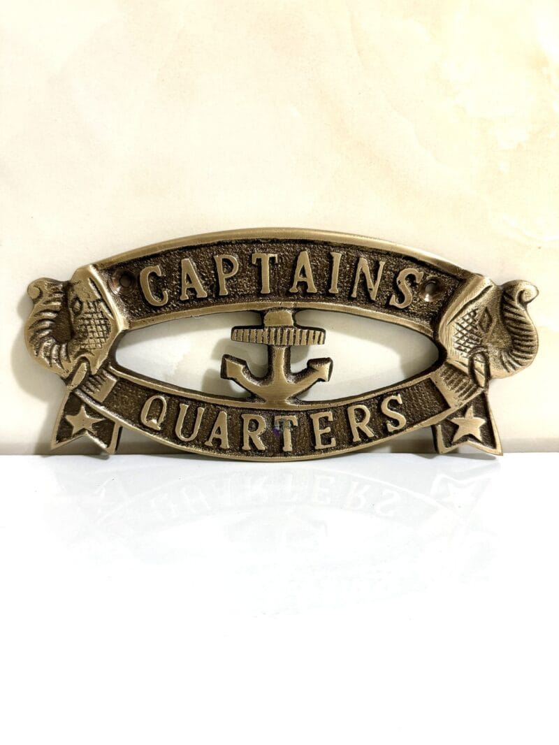 Nautical Solid Old Brass Captain Quarters Door Sign For Door Decor