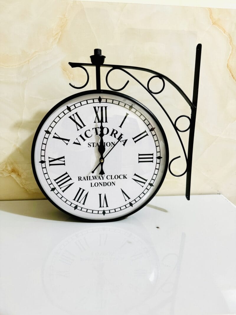 16" Victoria Station Double Sided Wall Clock For Mid Century Decor