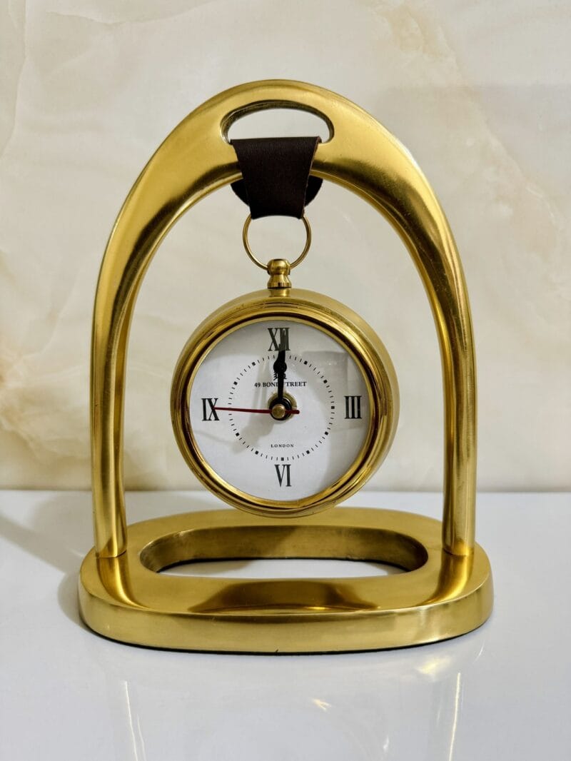 Handmade Aluminium Desk Clock In Golden Finish For Desk Decor