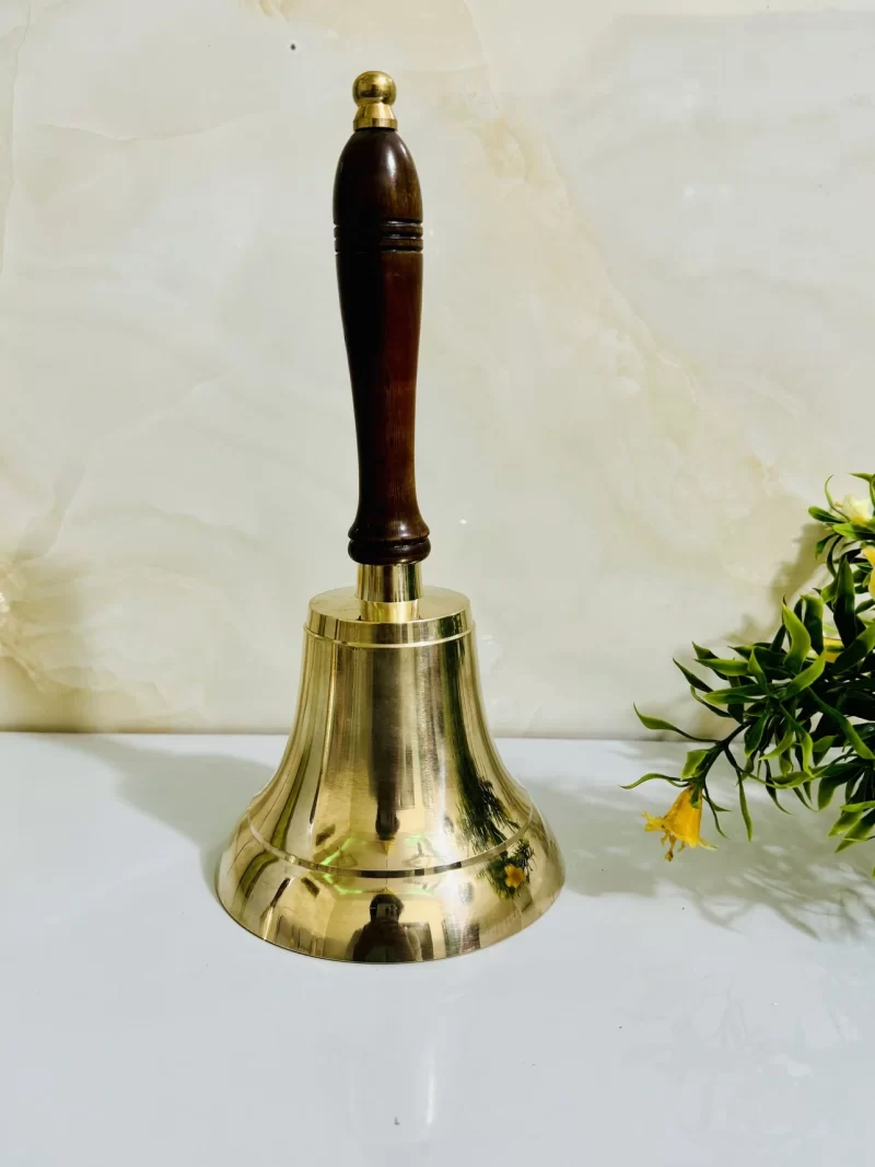 Beautiful Solid Brass Hand Bell With Wooden Handle For Christmas Gift